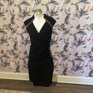 Cache Black Asymmetrical Dress with Embellished Accents